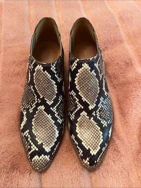Madewell Snake-Print Ankle Booties in Black and Cream